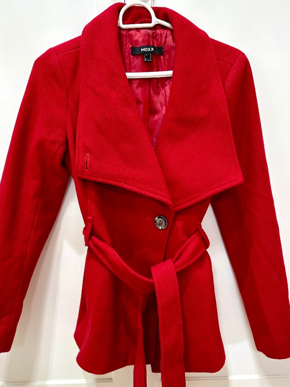 MEXX Red Belted Wool Blend Coat Jacket